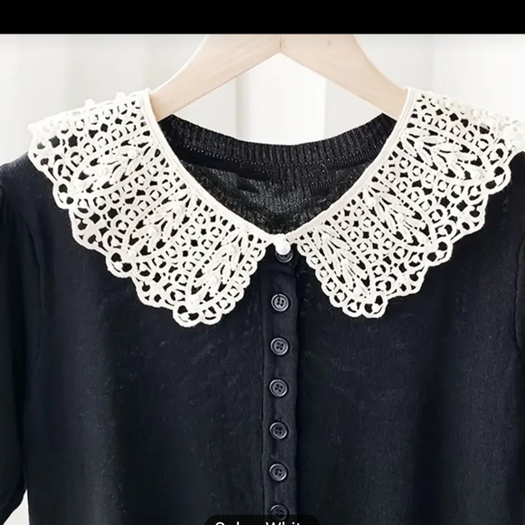 NWT Boho Elegant Lace Collar Pearl Details in White Dainty Retro - Picture 9 of 16